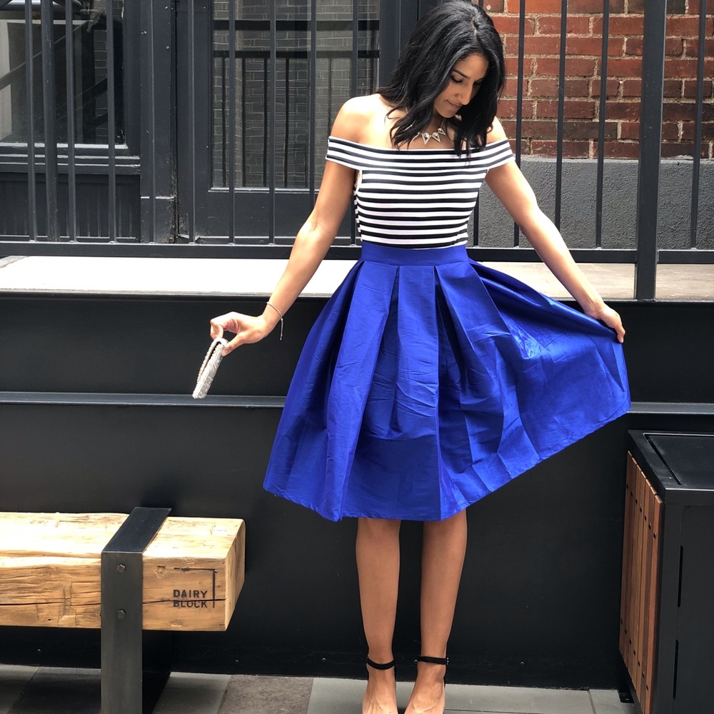 Cobalt Blue Pleated Skirt